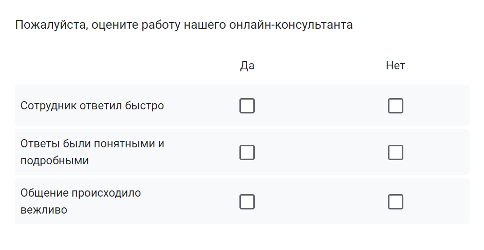 Ещё один пример вопроса с ответами «да» и «нет»